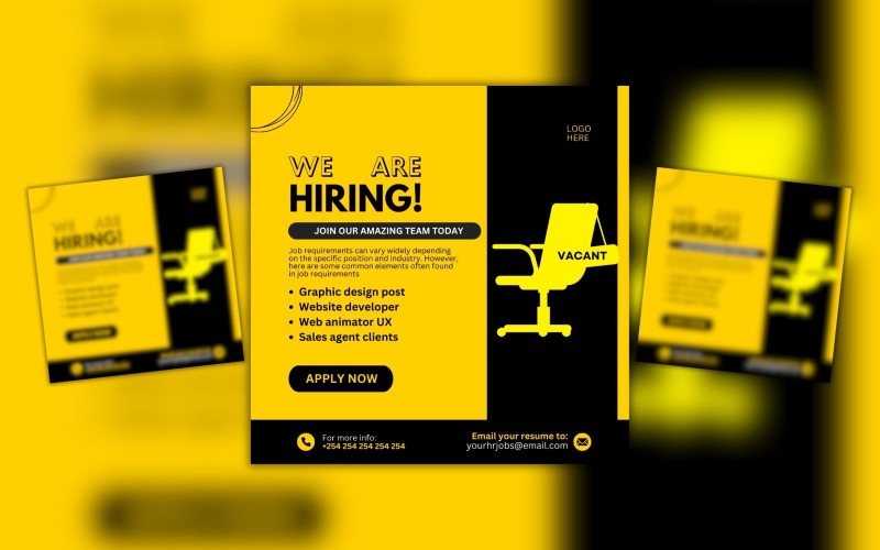 Vacant Job Position Canva Design Template Post Social Media