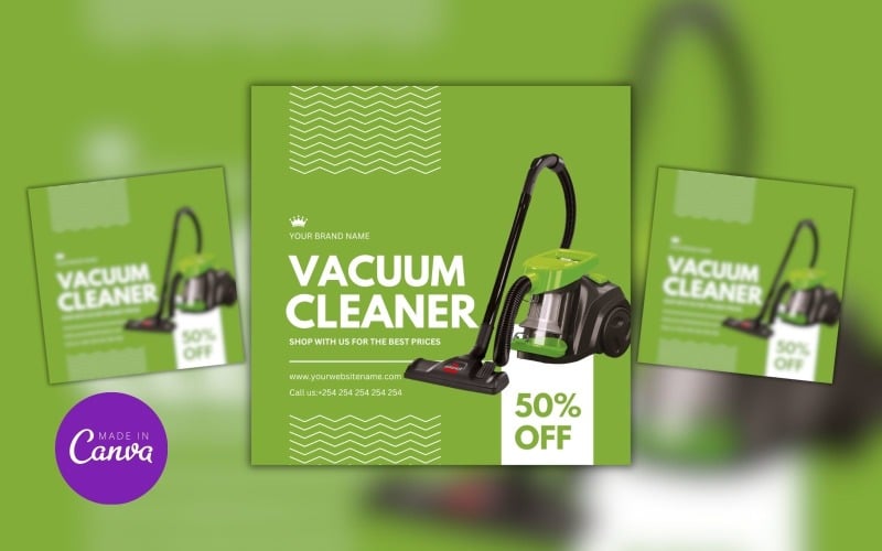 Vacuum Cleaner Discount Sale Canva Design Template Social Media