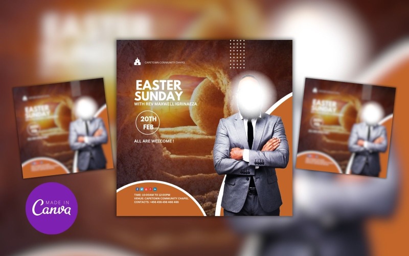 Easter Sunday Church Service Event Design Template Social Media