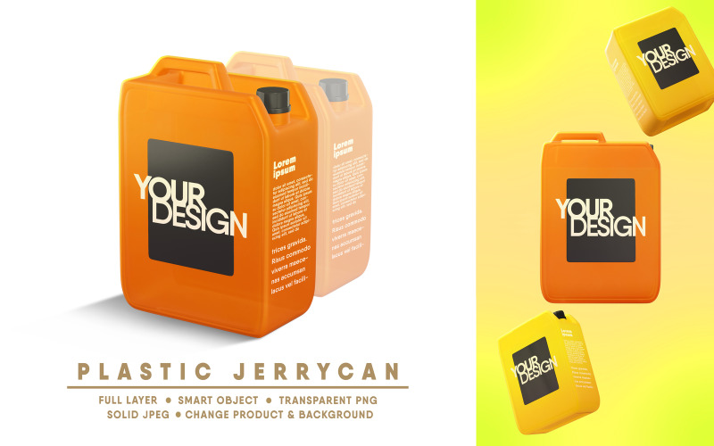 Transparent Plastic Jerrycan Mockup I Easy Editable Product Mockup