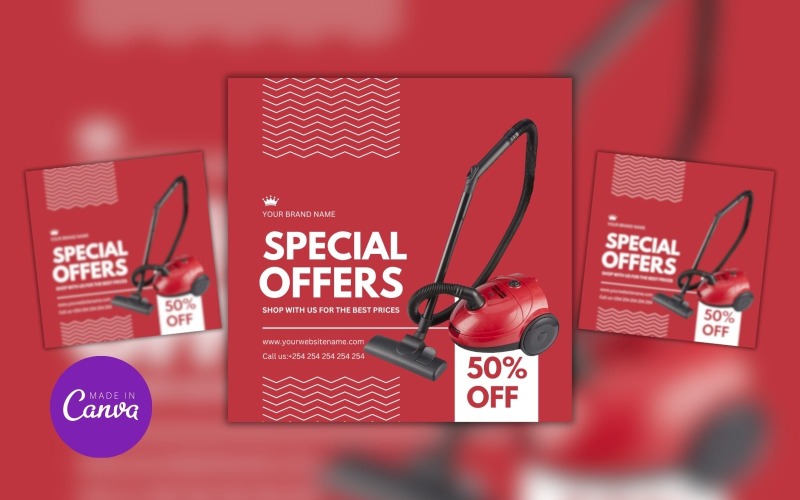 Vacuum Cleaner Offer Sale Design Template Social Media