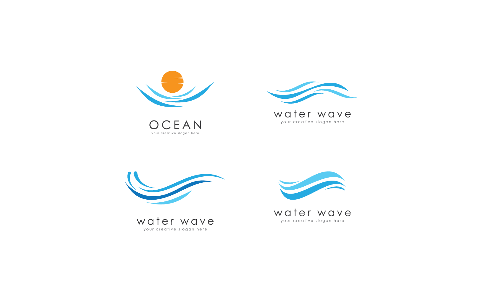 Water Wave illustration template vector logo