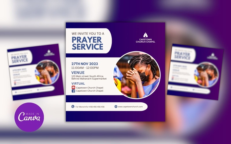 Church Prayer Service Design Template Social Media