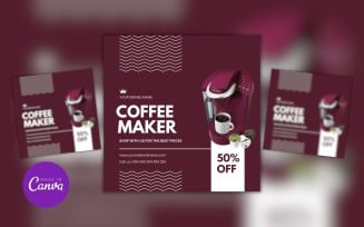 Coffee Maker Discount Sale Canva Design Template