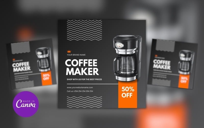 Coffee Maker Discount Sale Design Template Social Media