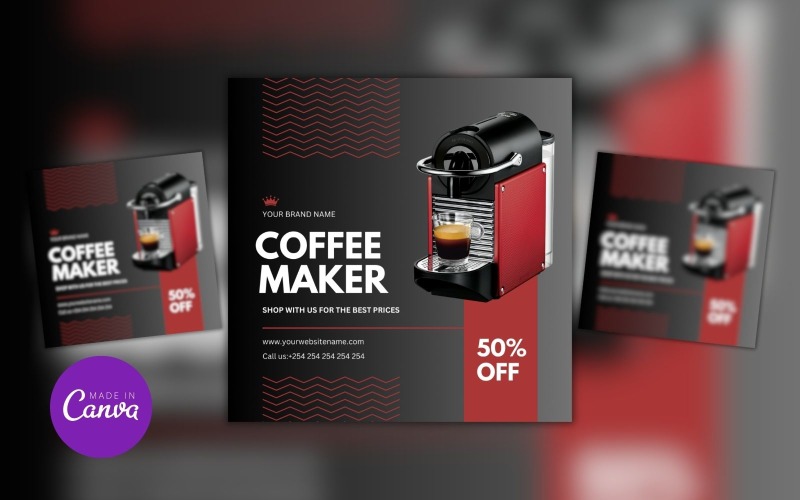 Coffee Maker Offer Sale Design Template Instagram Post Social Media