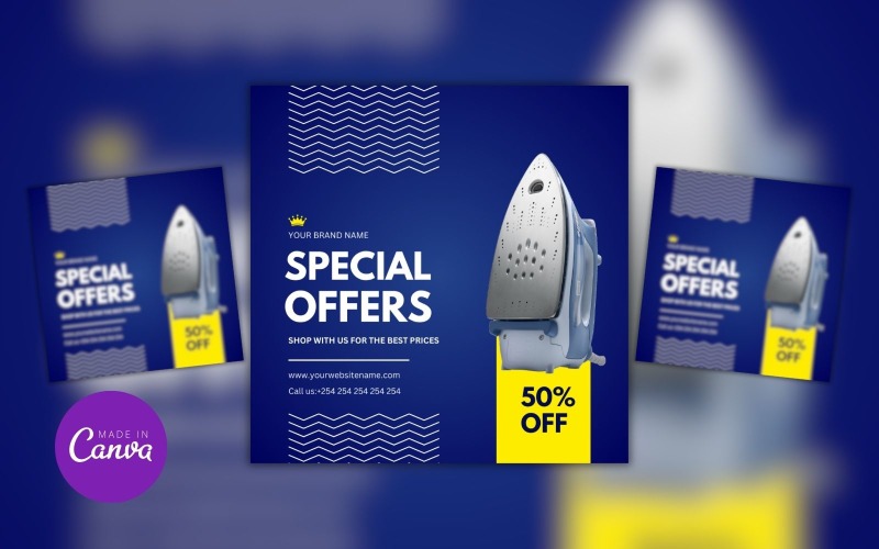 Electronic Iron Box Special Offer Sale Design Template Social Media