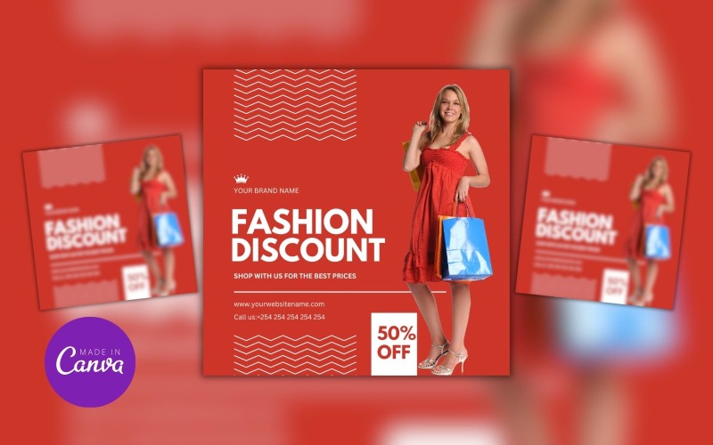 Fashion Discount Sale Design Template Social Media