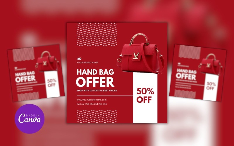 Hand Bag Offer Design Template Social Media