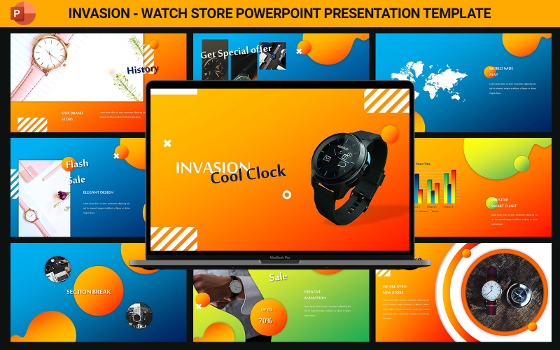 Invasion - Watch Store Presentation Template PowerPoint Template