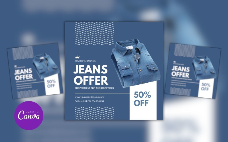 Jeans Discounted Offer Sale Design Template Social Media