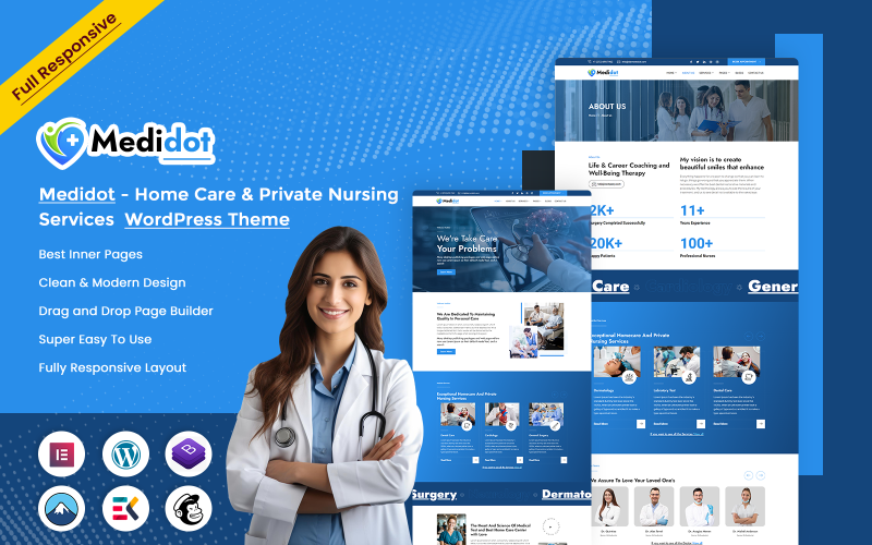 Medidot - Home Care & Private Nursing Services Wordpress Theme WordPress Theme