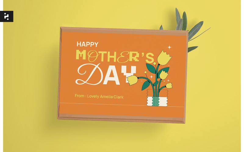 Orange Creative Mothers Day Greeting Card Corporate Identity