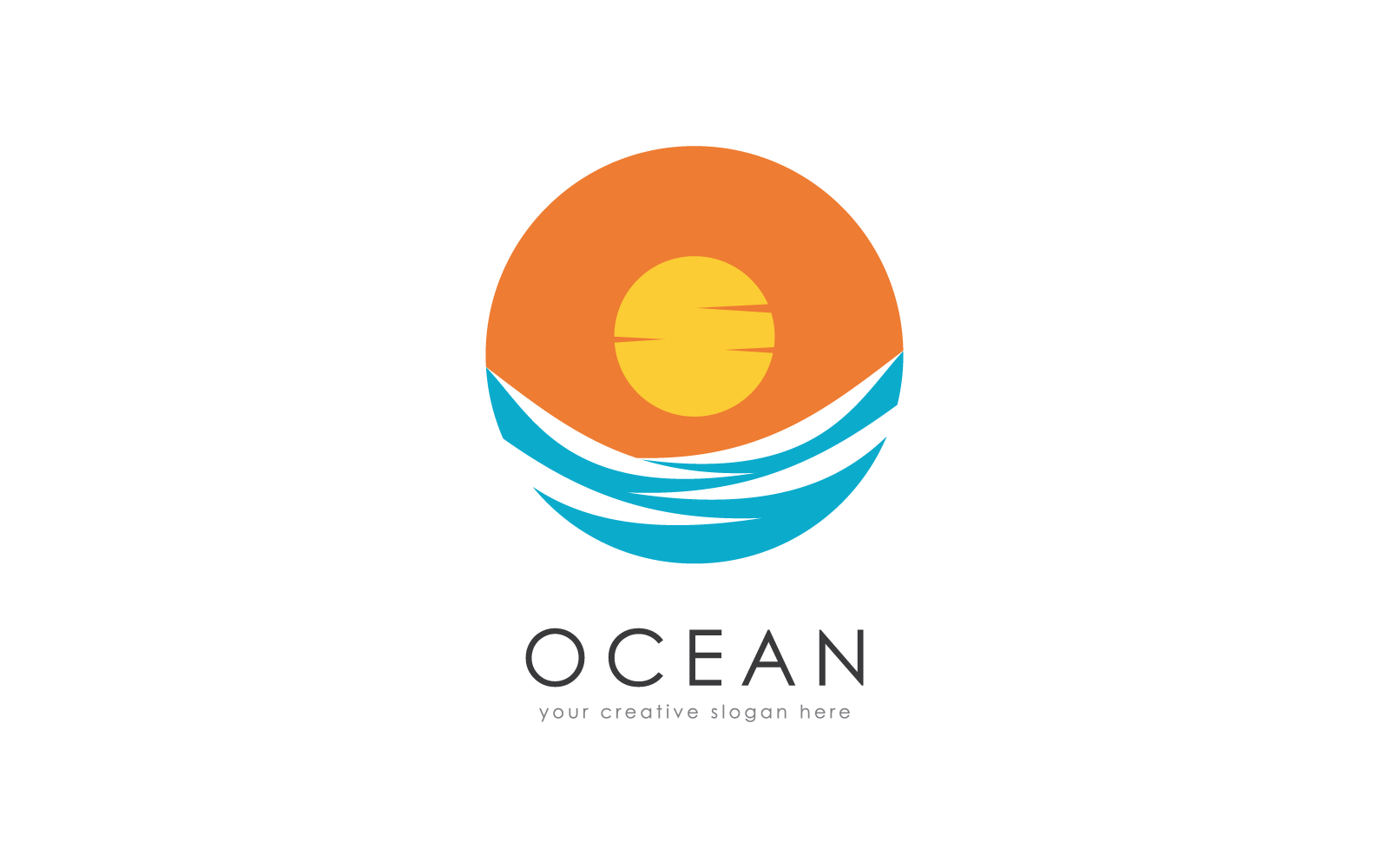 Векторный шаблон логотипа Water Wave с плоским дизайном