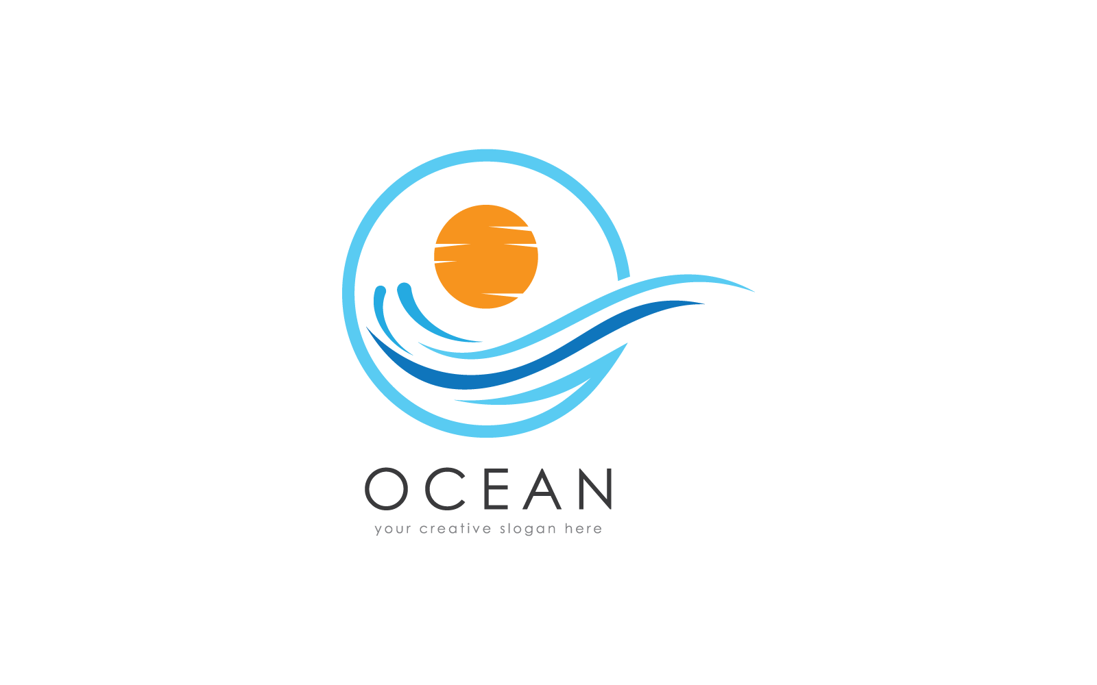 Water Wave flat design logo illustration template vector