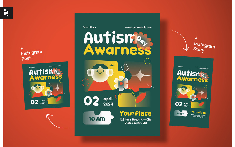 World Autism Day Flyer Template Corporate Identity