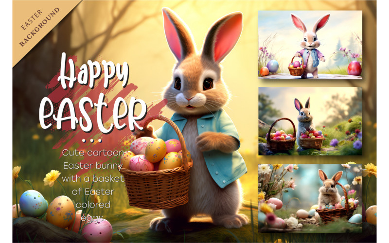 Cute Easter bunny. Easter background. Illustration