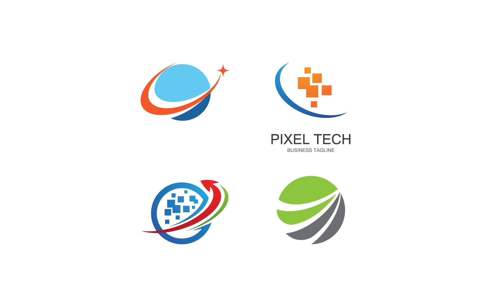 Global technology logo illustration vector flat design template