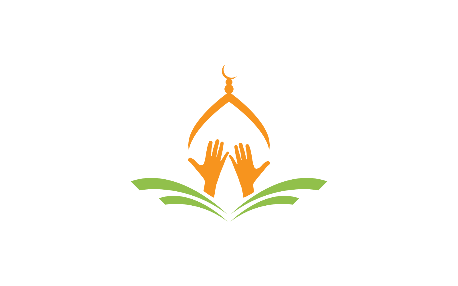 Logo islamique prière à la main et mosquée