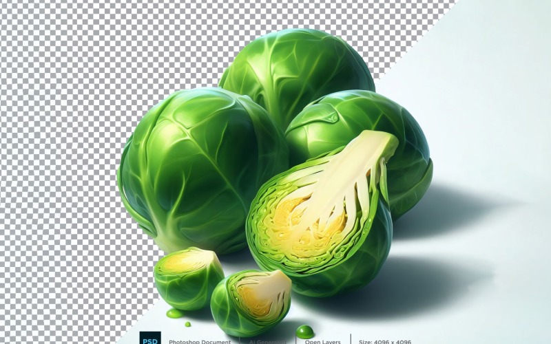 Brussels Sprout Fresh Vegetable Transparent background 04 Vector Graphic