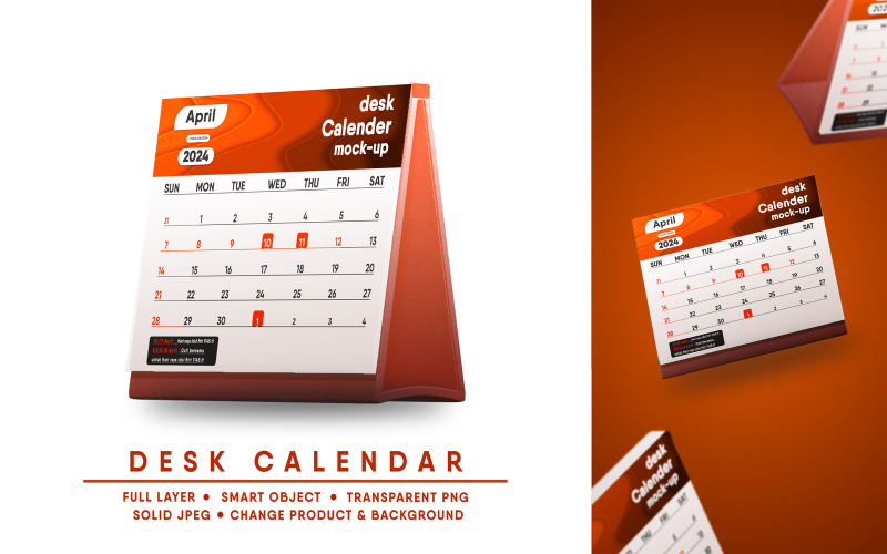 Desk Calendar Mockup I Easy Editable Product Mockup