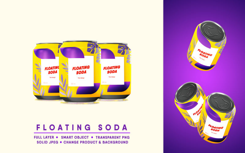 Floating Soda Mockup I Easy Editable Product Mockup