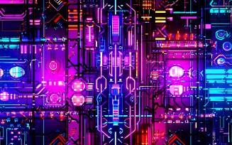 Abstract neon electronic board_neon tech board_neon circuit board