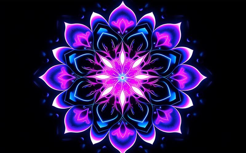 Floral ornament with neon light_neon ornament_neon flower art Background
