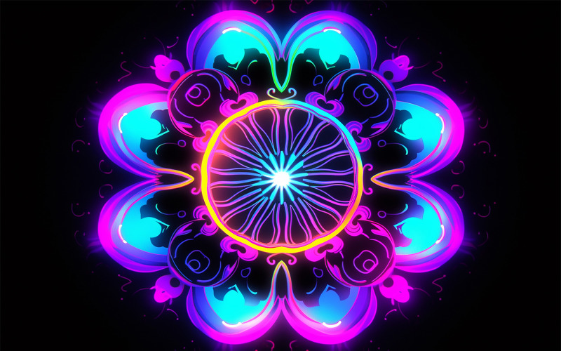 Floral ornament with neon light Background