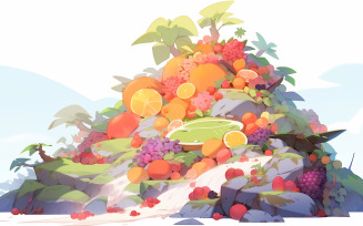 Fruits hill background_tropical fruits hill background_tropical fruits land_fruits landscape