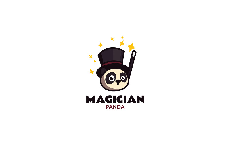 Magician Panda Mascot Cartoon Logo Logo Template