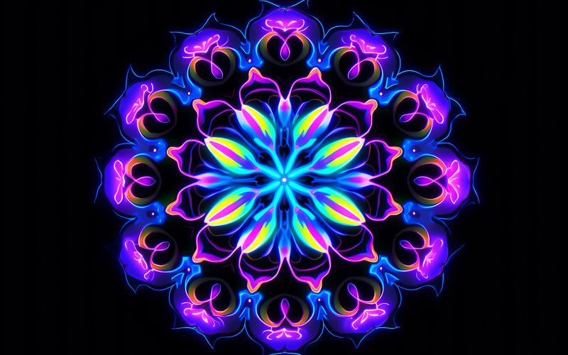 Neon flower art_neon ornament background Background