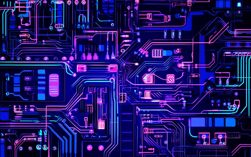 Neon motherboard backgroun_neon electronic board_circuit _neon circuit board Background