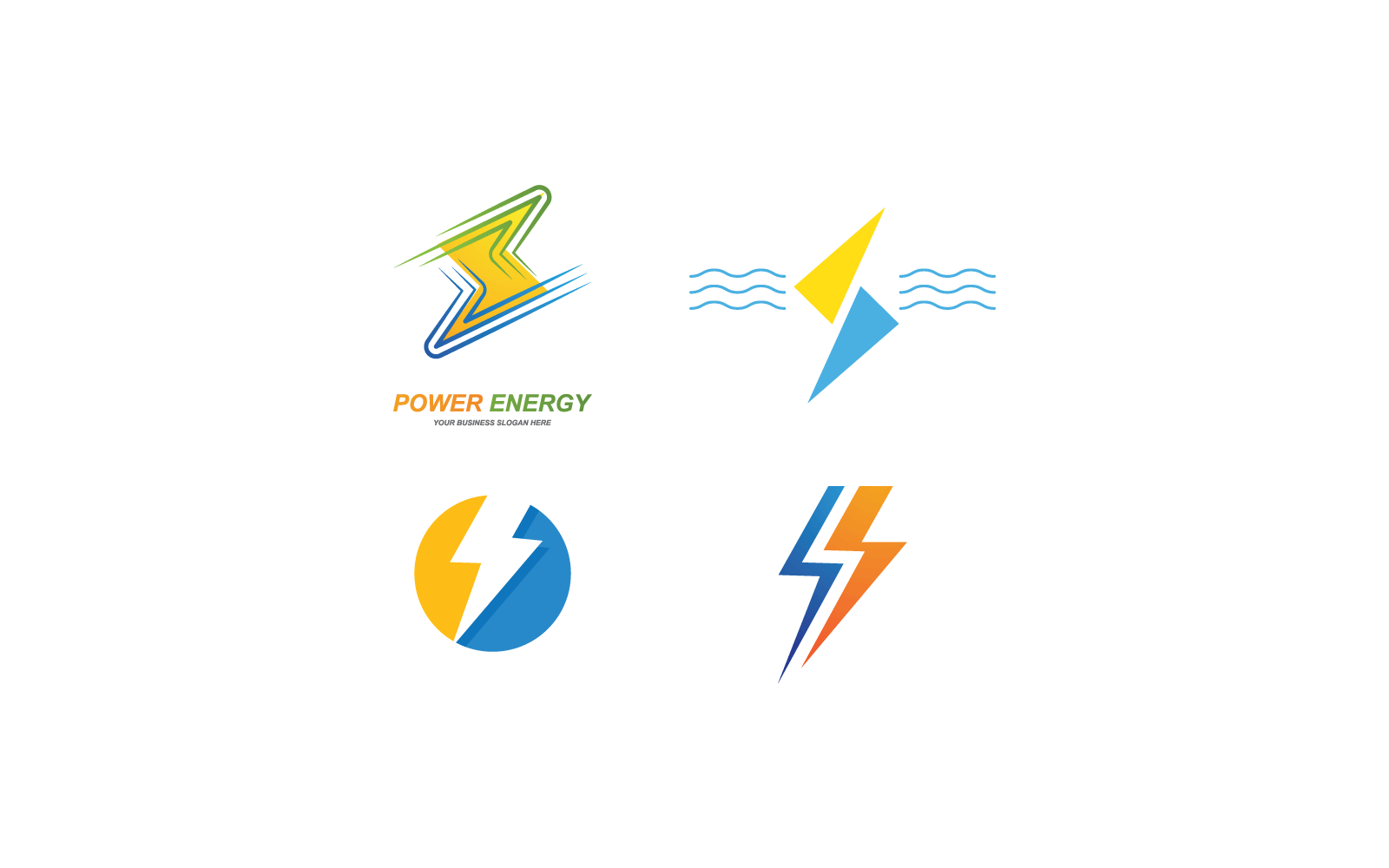 Potenza fulmine energia logo design piatto vettoriale