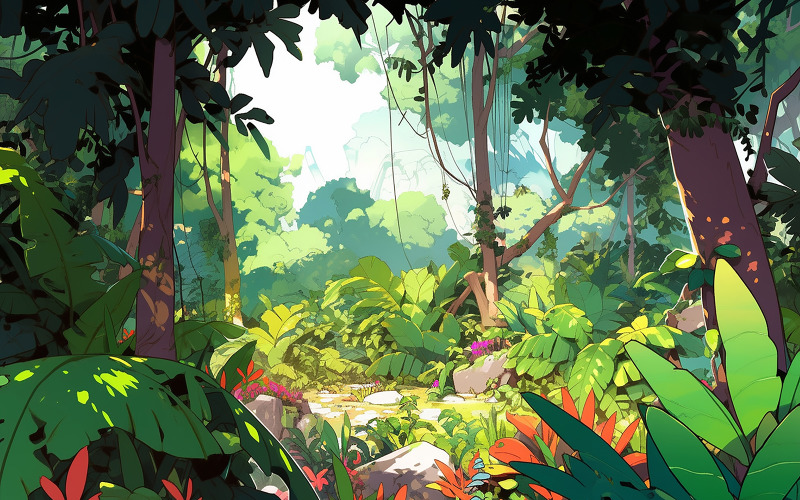 Tropical jungle background_green rainforest background art images_rainforest jungle background Background