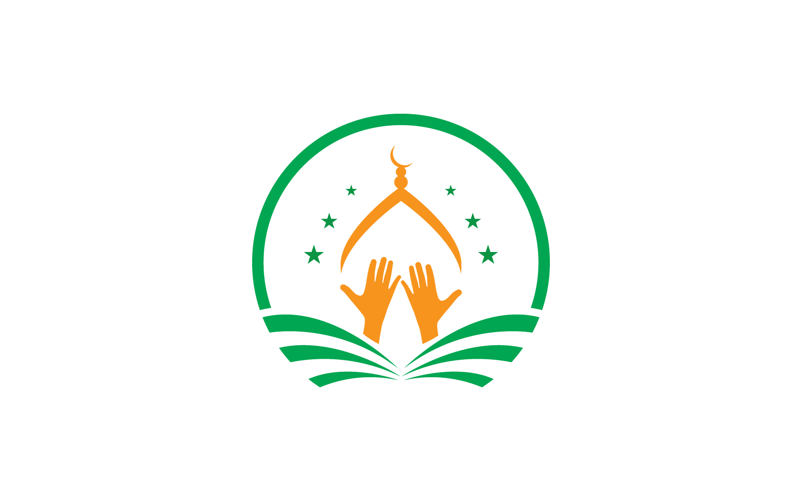 Islamic illustration logo hand pray and mosque Logo Template