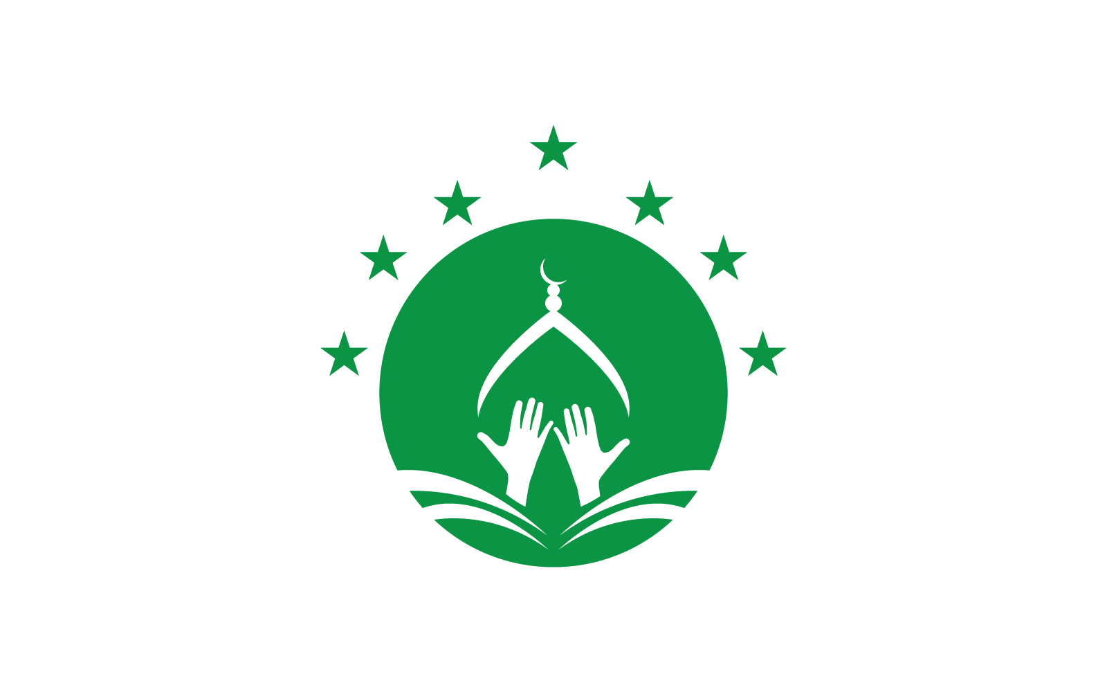 Islamic logo hand pray and mosque template