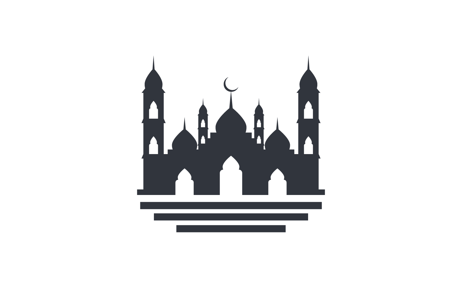 Iszlám logó, mecset, ramadhan kareem lapos tervezősablon
