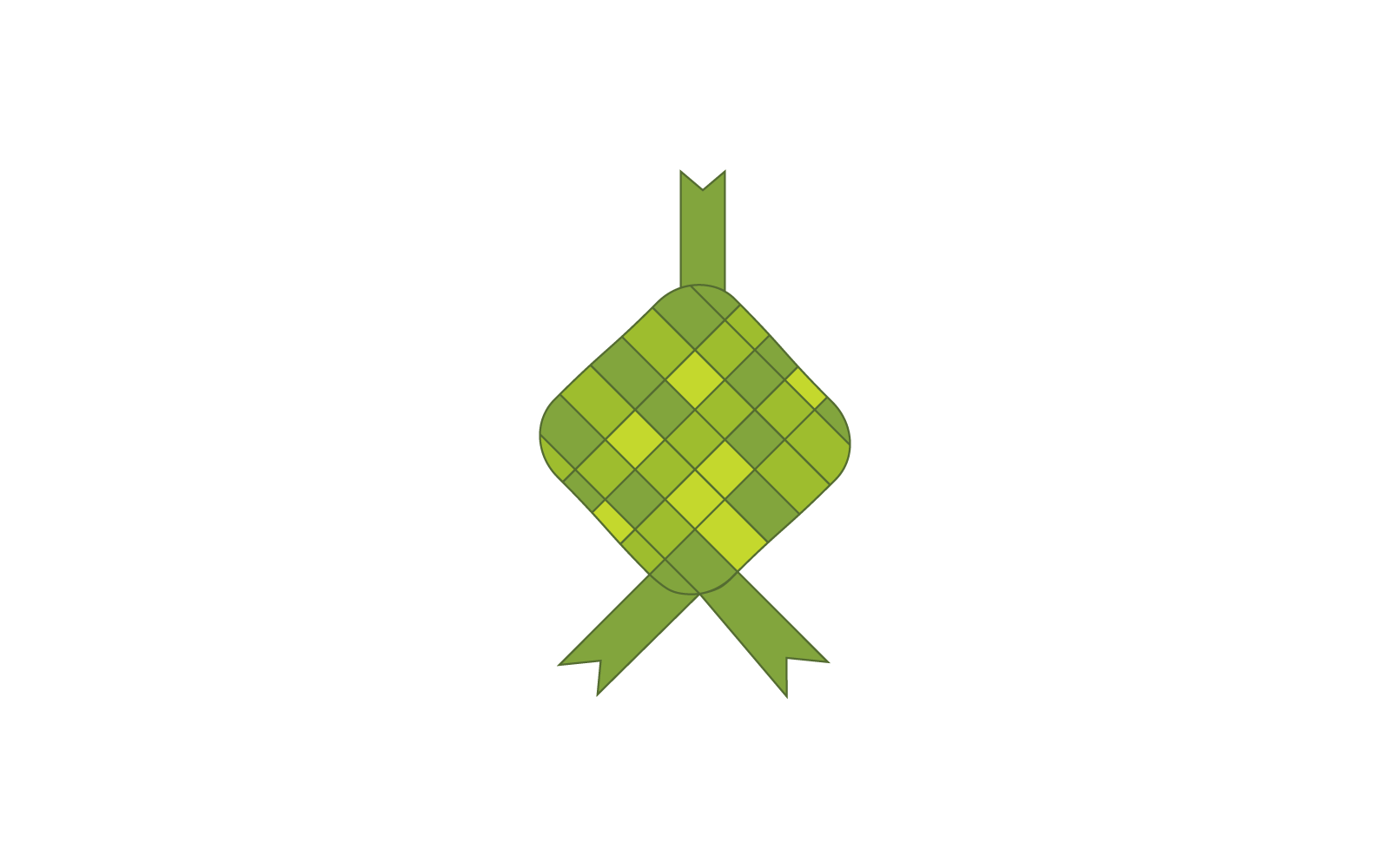 Ketupat oder Reisknödel-Logo-Symbol, asiatisches traditionelles Essen, Vektor, flaches Design