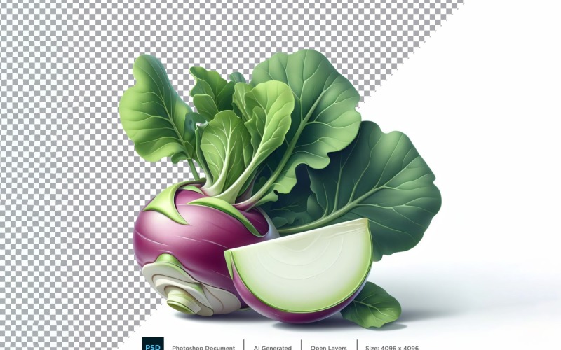 Kohlrabi Fresh Vegetable Transparent background 01 Vector Graphic
