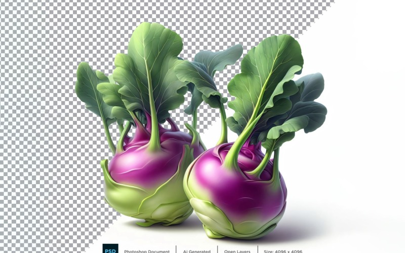 Kohlrabi Fresh Vegetable Transparent background 03 Vector Graphic