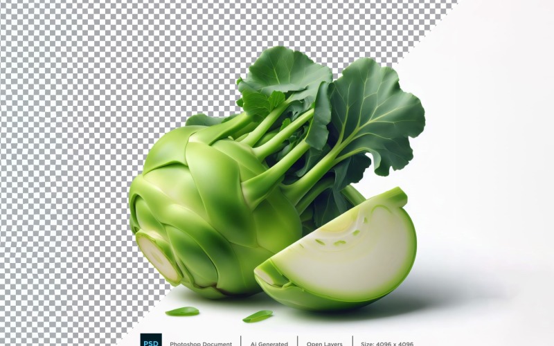 Kohlrabi Fresh Vegetable Transparent background 12 Vector Graphic