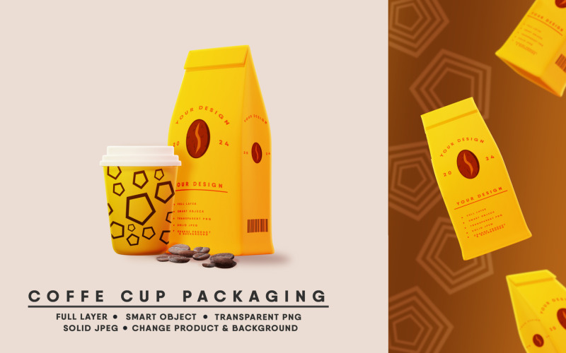 Coffee Cup packaging Mockup I Easy Editable Product Mockup