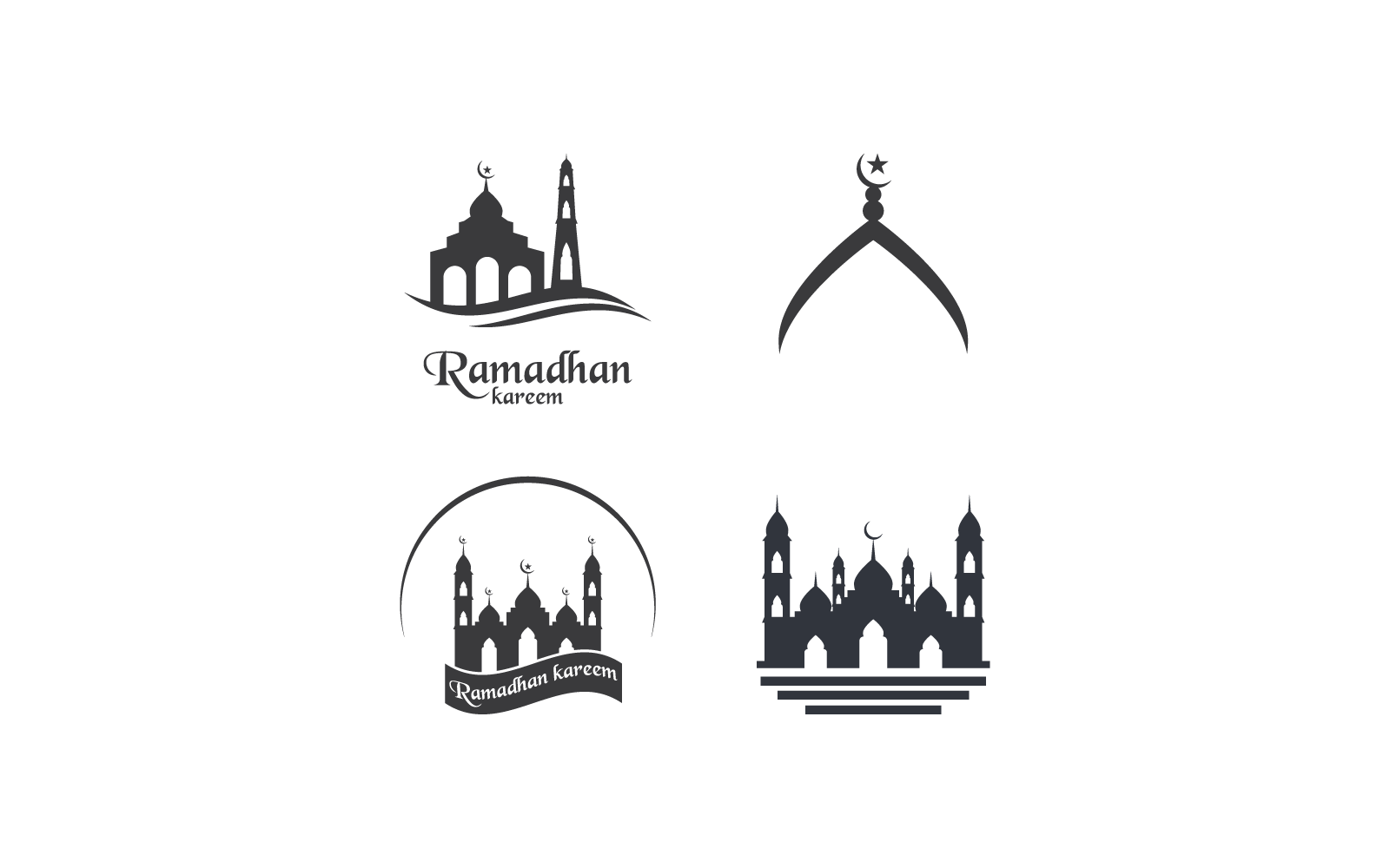 Logotipo islámico, mezquita, icono de vector de ramadhan kareem