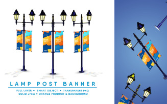 Lamp Post Banner Mockup I Easy Editable