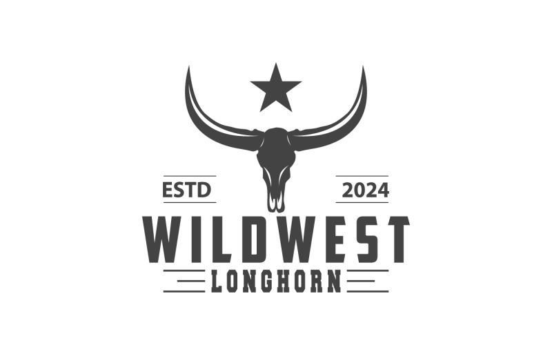 Longhorn Animal Logo Design Vintage V14 Logo Template