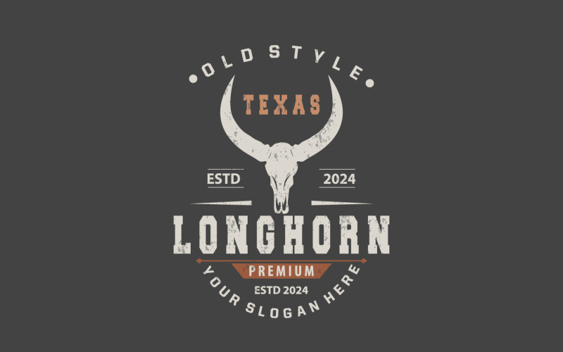 Longhorn Animal Logo Design Vintage V1 Logo Template