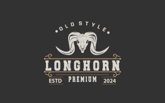 Longhorn Animal Logo Design Vintage V5