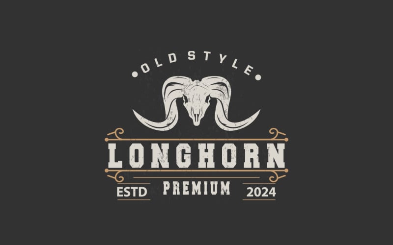 Longhorn Animal Logo Design Vintage V5 Logo Template