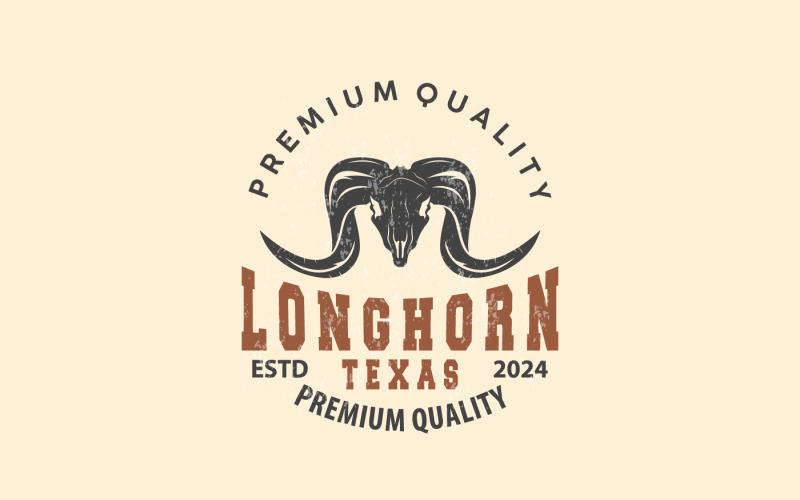 Longhorn Animal Logo Design Vintage V6 Logo Template